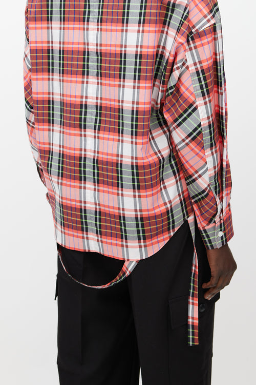 Juun.J Red 
Multicolour Plaid Strap Shirt