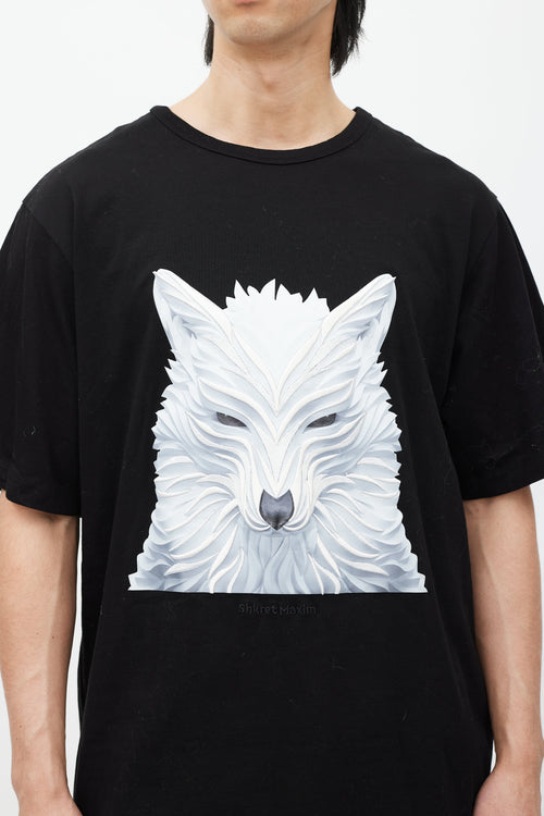 Juun.J X Shkret Maxim Black 
White Embroidered T-Shirt