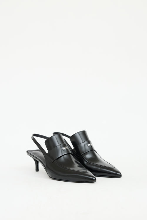 Juun.J Black Patent Slingback Loafer Heel