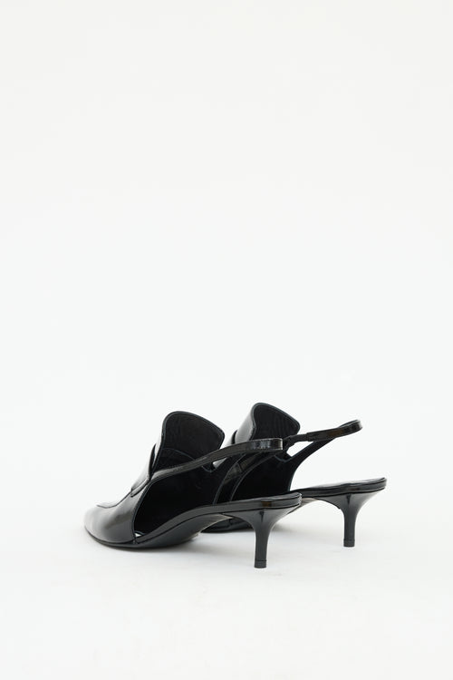 Juun.J Black Patent Slingback Loafer Heel