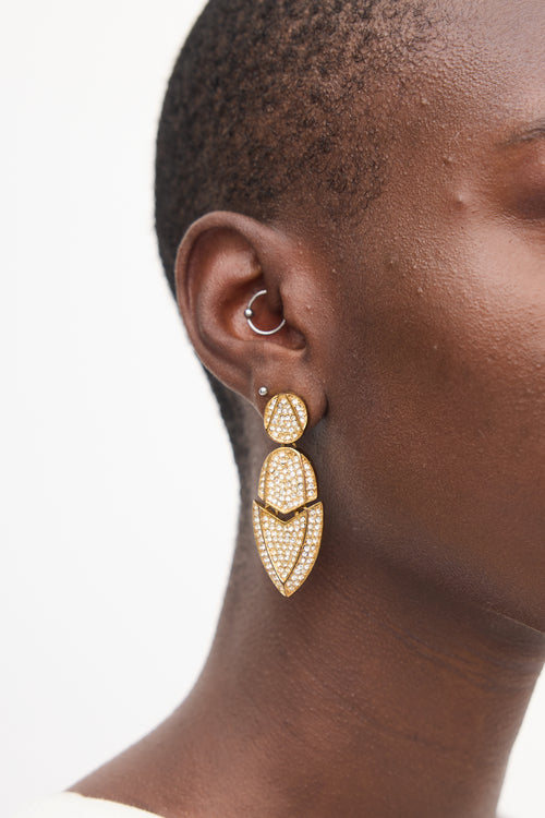 Kara Ross Gold Crystal Geometric Drop Earrings