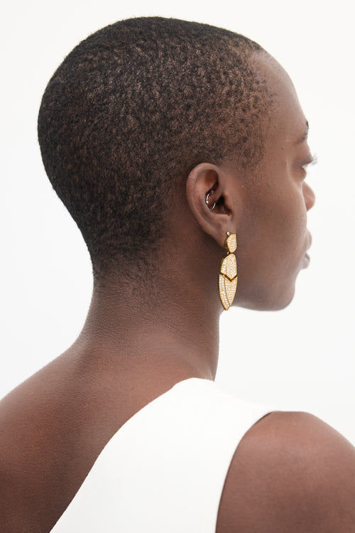 Kara Ross Gold Crystal Geometric Drop Earrings