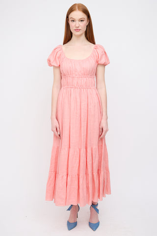 Kate Spade Pink Linen Ruched Tier Dress