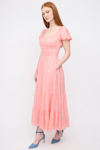 Kate Spade Pink Linen Ruched Tier Dress