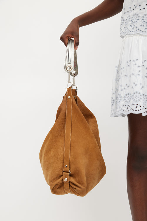 Lanvin Brown 
Silver Leather Tassel Bag