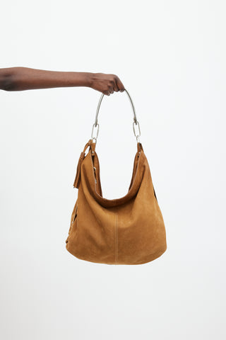 Lanvin Brown 
Silver Leather Tassel Bag