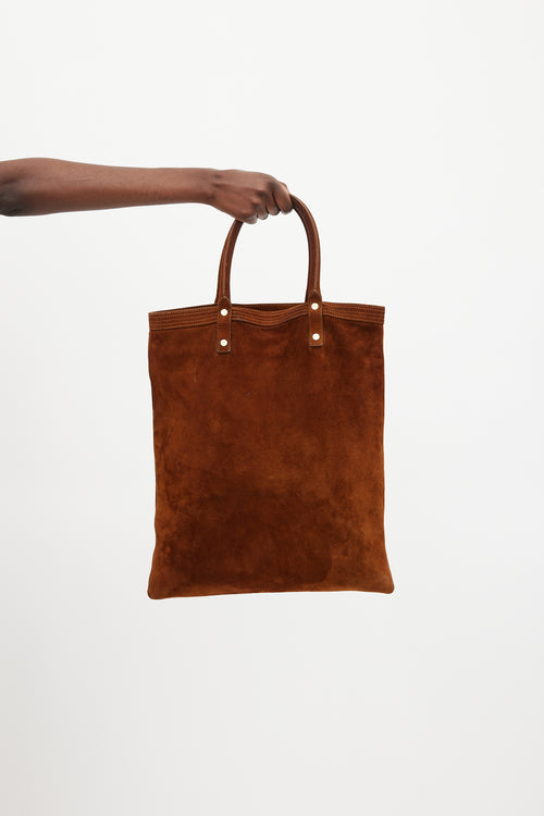 Lanvin Dark Brown 
Gold Suede Tote