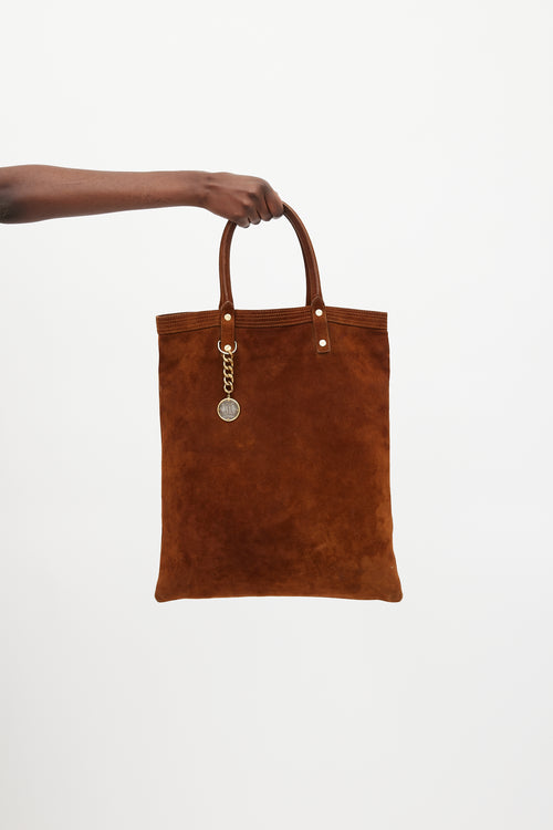 Lanvin Dark Brown 
Gold Suede Tote