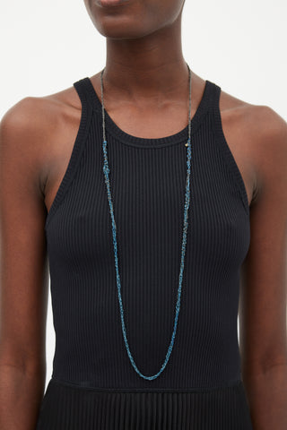 Arielle De Pinto Silver 
Blue Tangled Chain Link Necklace