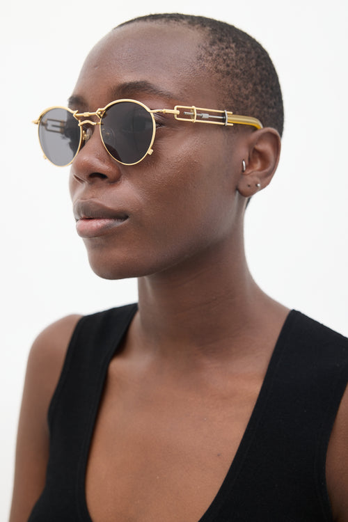 Jean Paul Gaultier Gold 
Silver Circular Sunglasses