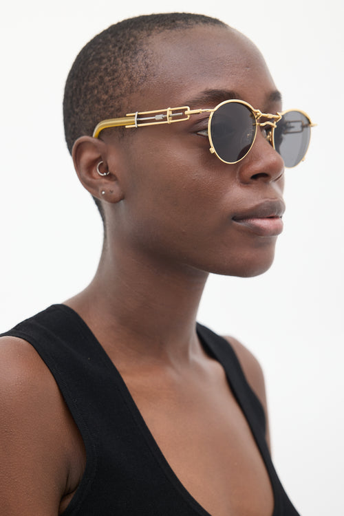 Jean Paul Gaultier Gold 
Silver Circular Sunglasses