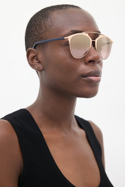 Dior Gold 
Blue DiorReflected Circular Sunglasses