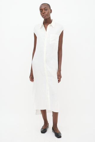 Lou Lou Studio White Linen Myrtoan Sleeveless Shirt Dress