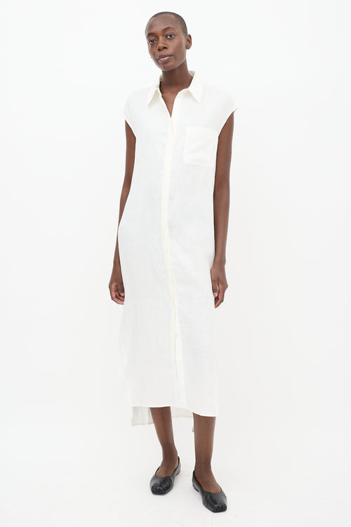 Lou Lou Studio White Linen Myrtoan Sleeveless Shirt Dress