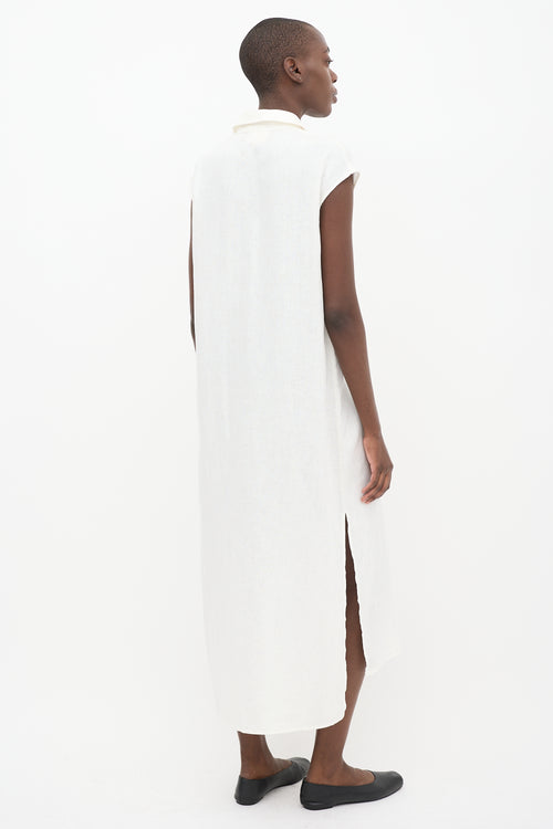 Lou Lou Studio White Linen Myrtoan Sleeveless Shirt Dress