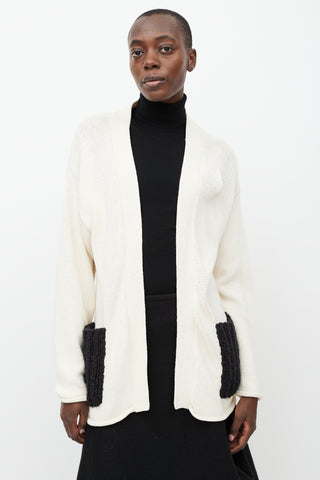 KGW Cream 
Black Knit Open Cardigan