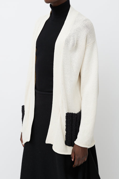 KGW Cream 
Black Knit Open Cardigan