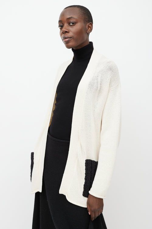 KGW Cream 
Black Knit Open Cardigan