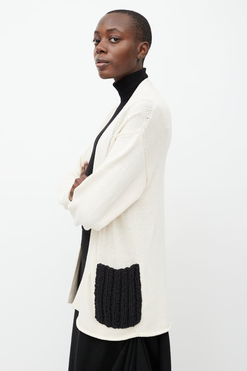 KGW Cream 
Black Knit Open Cardigan