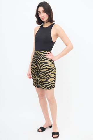 Gold 
Black Print Skirt