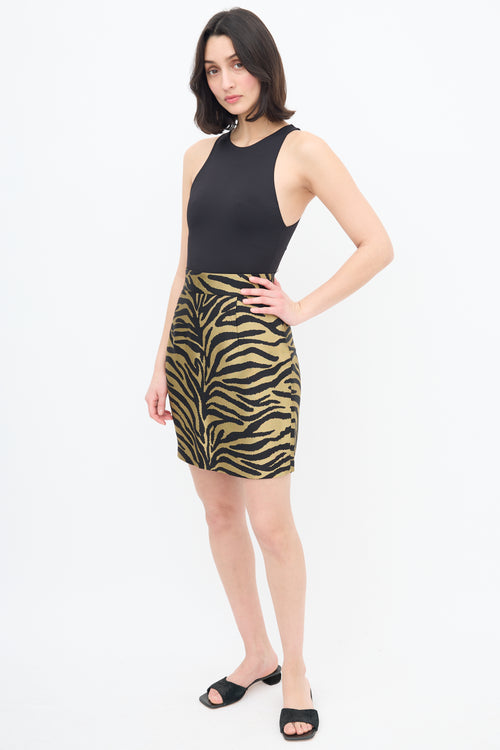 Gold 
Black Print Skirt