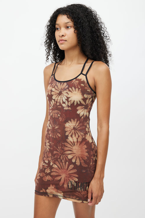 KNWLS Brown Vortex Floral Dress