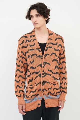 Kapital Orange 
Multicolour Linen 
Cotton Patterned Cardigan