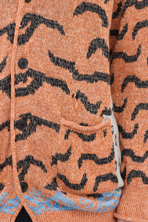 Kapital Orange 
Multicolour Linen 
Cotton Patterned Cardigan