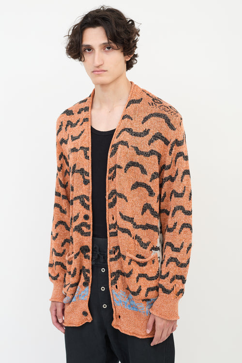 Kapital Orange 
Multicolour Linen 
Cotton Patterned Cardigan