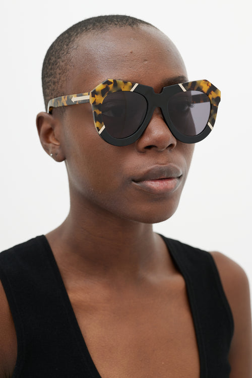 Karen Walker Black 
Multicolour One Splash Sunglasses