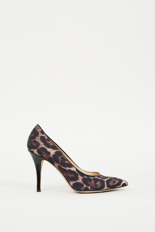 Kate Spade Brown 
Black Satin Printed Pump