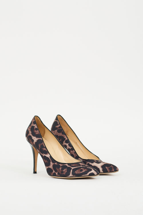 Kate Spade Brown 
Black Satin Printed Pump