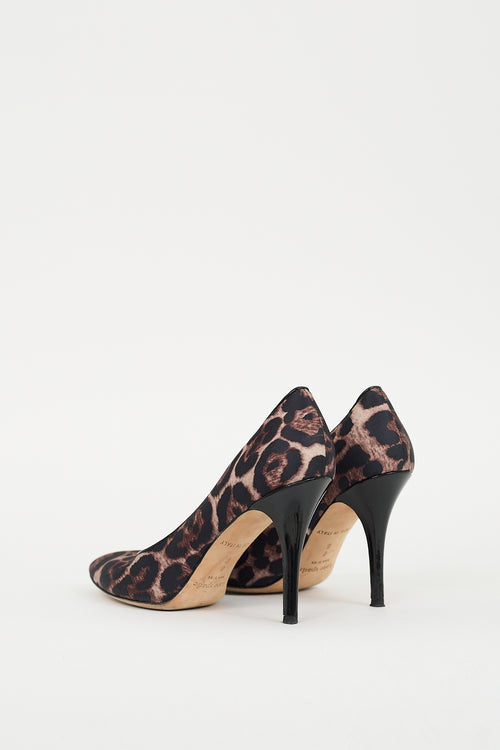 Kate Spade Brown 
Black Satin Printed Pump