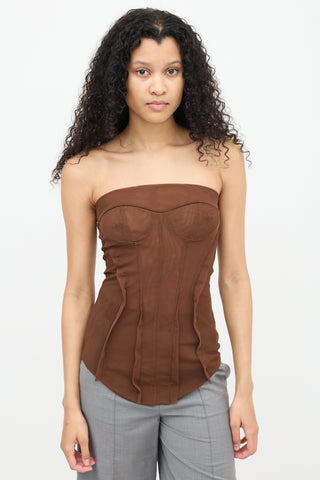 Kathryn Bowen Brown Mesh Bustier  Top