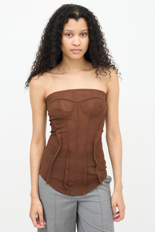 Kathryn Bowen Brown Mesh Bustier  Top