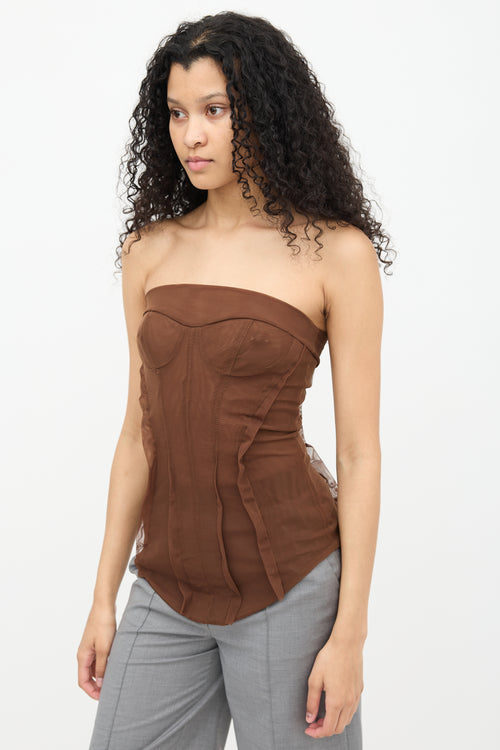 Kathryn Bowen Brown Mesh Bustier  Top