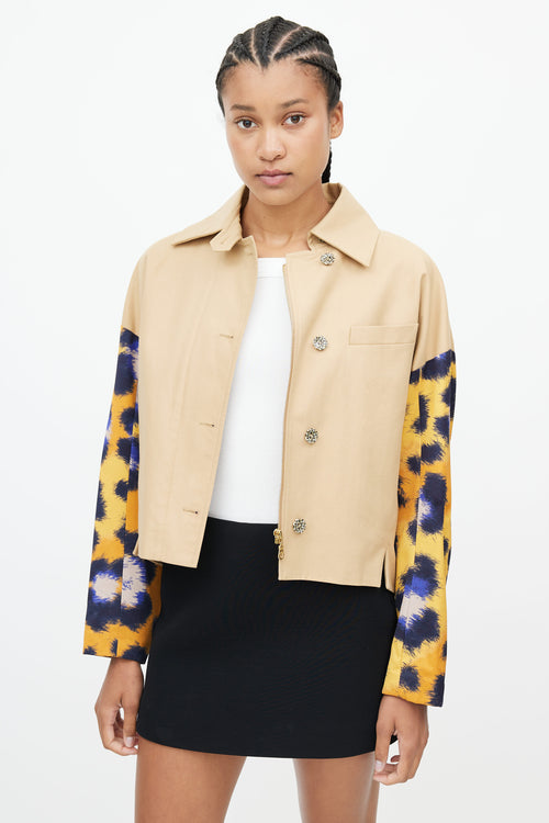 Kenzo Beige 
Multicolour Logo Print Jacket