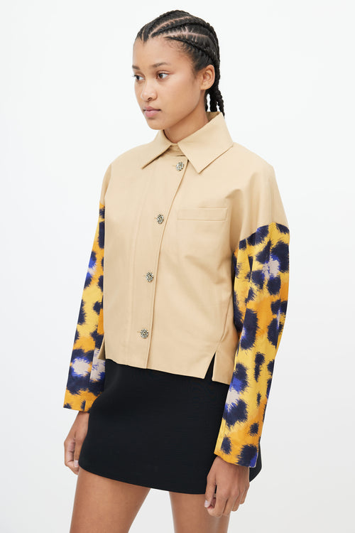 Kenzo Beige 
Multicolour Logo Print Jacket