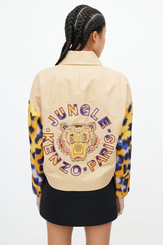 Kenzo Beige 
Multicolour Logo Print Jacket