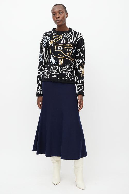 Kenzo Black 
Multicolour Jacquard Wool Sweater