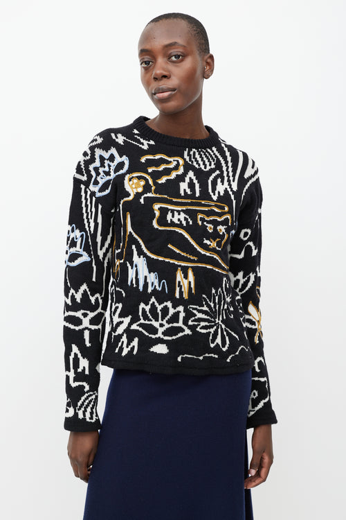 Kenzo Black 
Multicolour Jacquard Wool Sweater