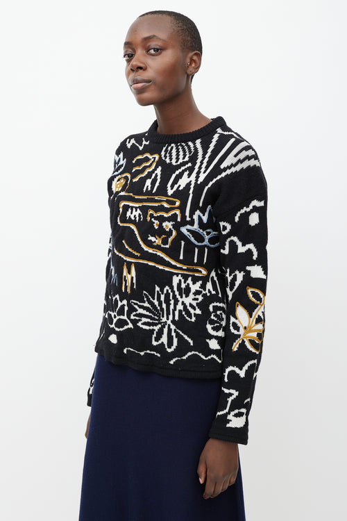 Kenzo Black 
Multicolour Jacquard Wool Sweater