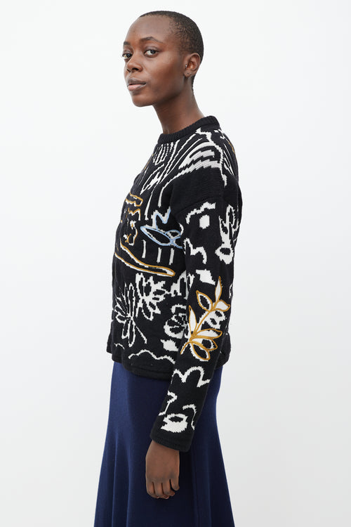 Kenzo Black 
Multicolour Jacquard Wool Sweater