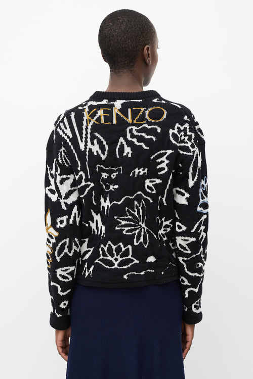 Kenzo Black 
Multicolour Jacquard Wool Sweater