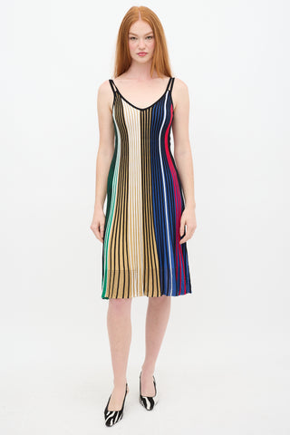 Kenzo Black 
Multicolour Stripe Ribbed Dress