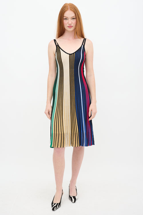 Kenzo Black 
Multicolour Stripe Ribbed Dress