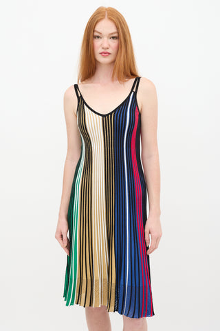 Kenzo Black 
Multicolour Stripe Ribbed Dress