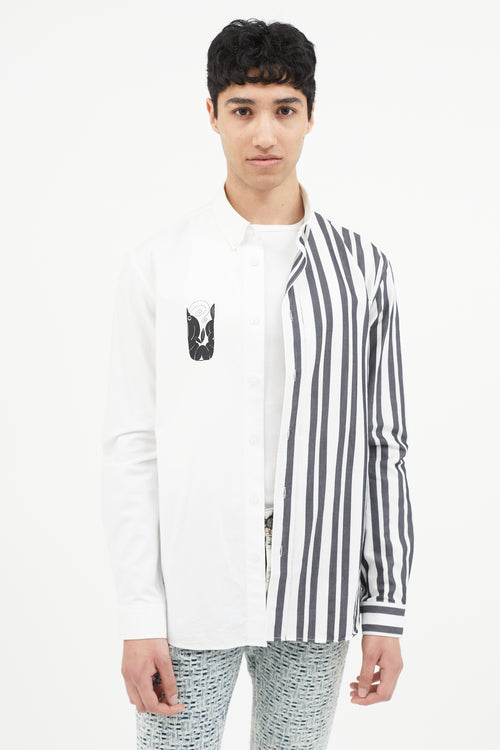 Kenzo Black 
White Mermaid Striped Shirt