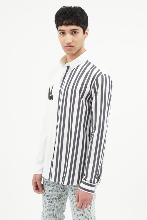 Kenzo Black 
White Mermaid Striped Shirt