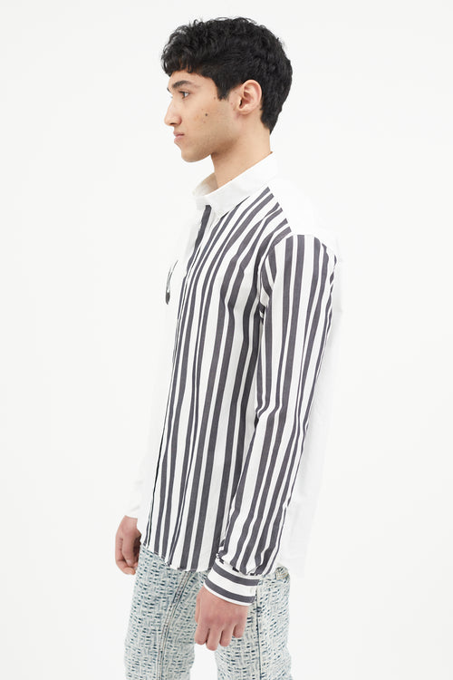 Kenzo Black 
White Mermaid Striped Shirt